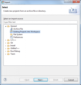 SELECT EXISTING PROJECT INTO WORKSAPCE