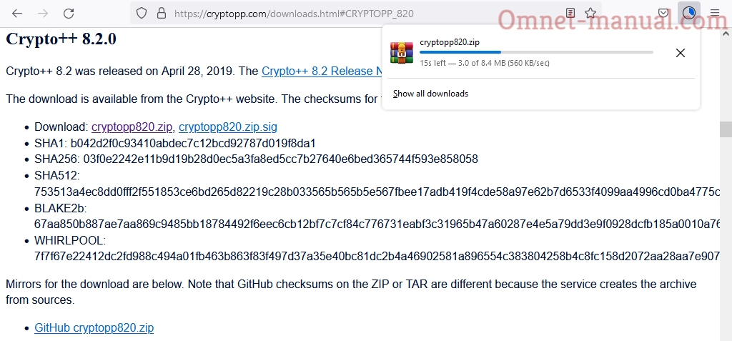 URL to Download Crypto++ Packages