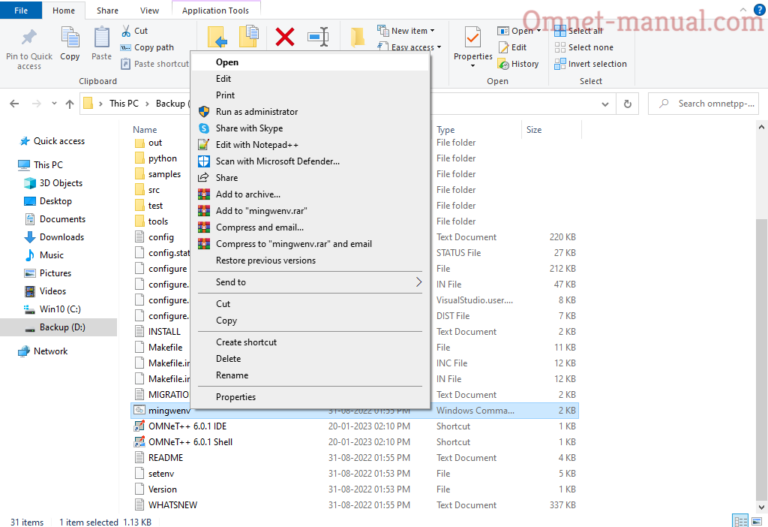 Steps Involved in Opening OMNeT++ in Windows 10