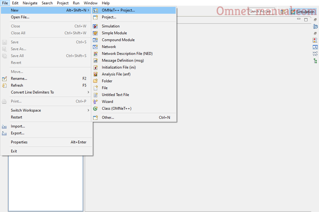 Creation of OMNeT++ Project