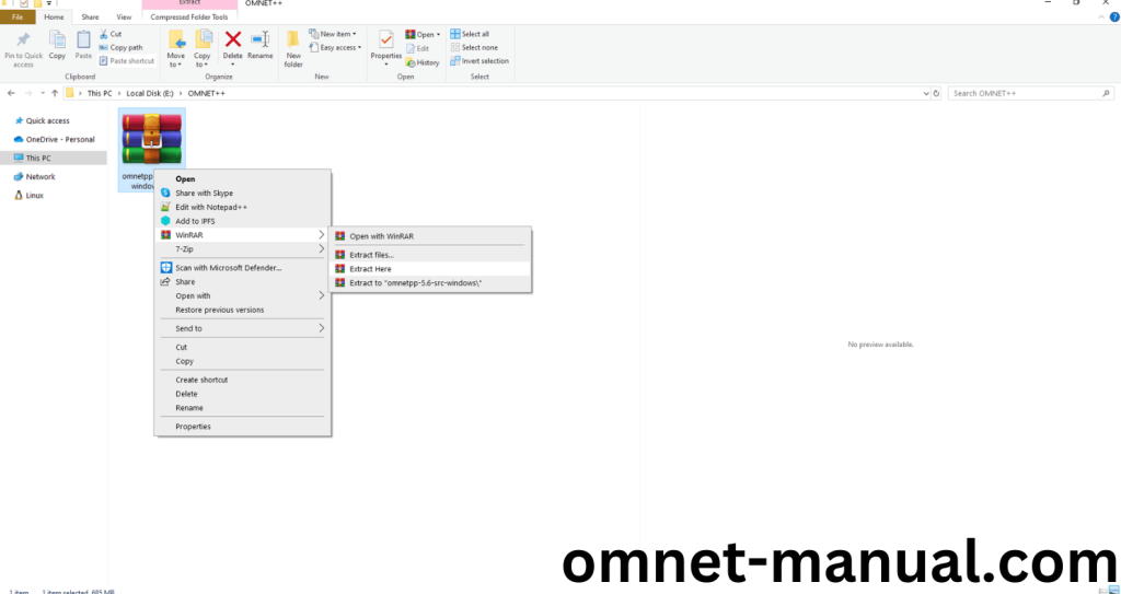 Extraction of the omnetpp-5.6-src-windows file