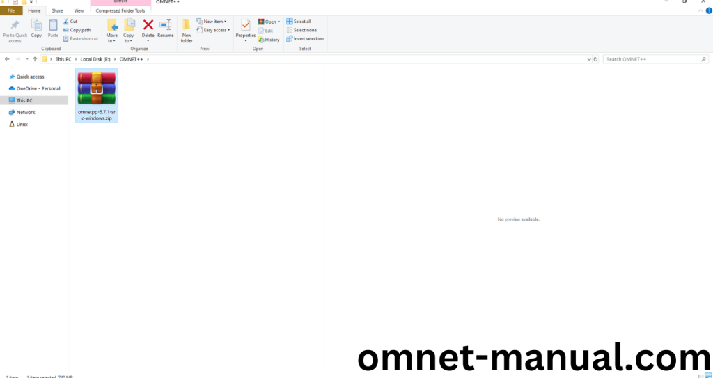 Extraction of the omnetpp-5.7.1-src-windows file