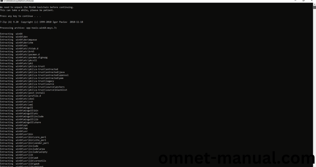 Launching the Bash Terminal in the omnetpp-5.6 Folder